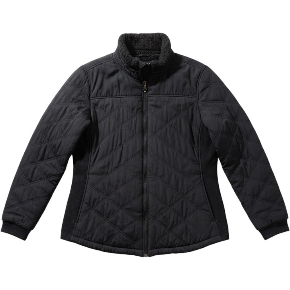 Prana Quilted Jacket XL Black Sherpa Lined Full Zip Outdoor Gorpcore